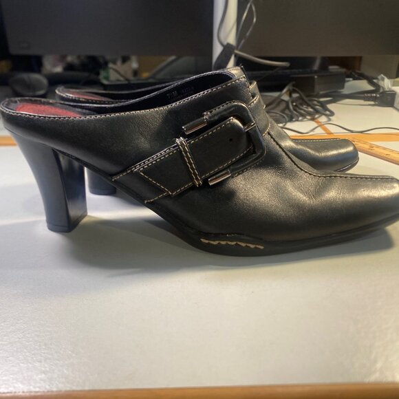 Aerosole - Size 7.5 M - Women's Mules Black Leather Upper Shoes - Picture 3 of 10